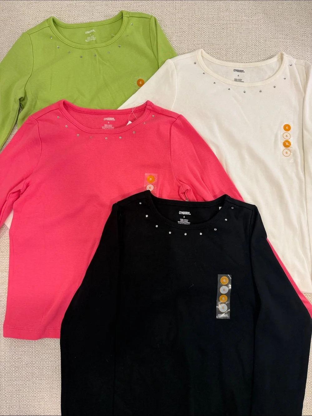 4 Gymboree Long Sleeves, Rhinestone collar.